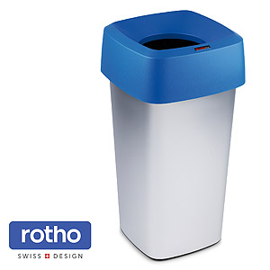 Κάδος Πλαστικός Τετραγ. 60L ΡΙ2Β – IRIS της Rotho®-Μεταλ. Χρώμα & Μαύρο καπάκι