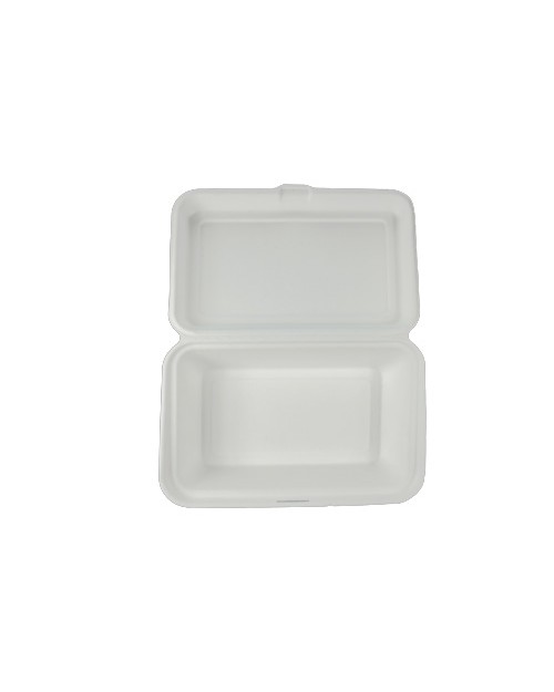 Sugarcane Food Containers 1-Compartment with Hinged Lid 23χ15 cm-125 pcs