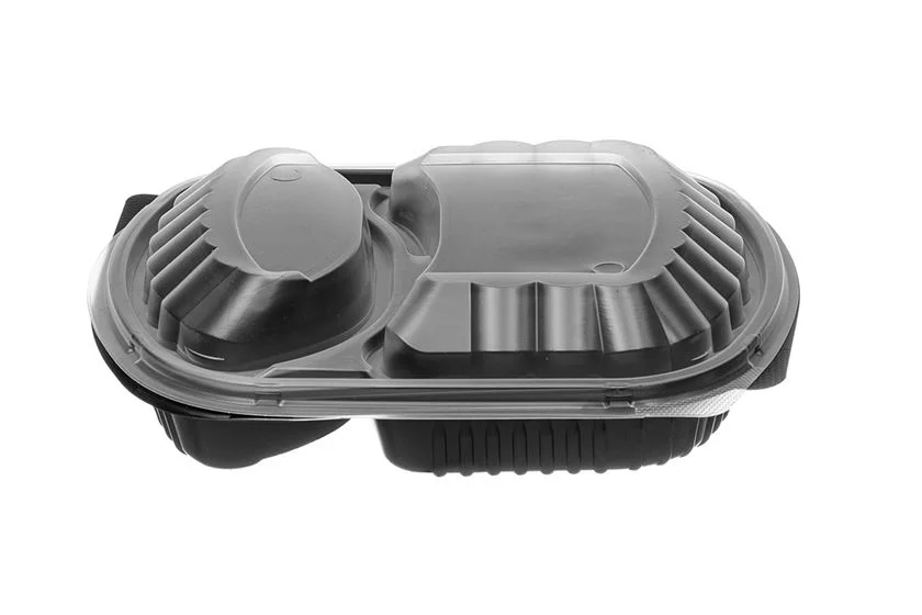 PP Ripple Oβάλ Σκεύη Φαγητού M/W Ν.129 με Διάφανα Καπάκια 1050 ml 2 Θέσεων